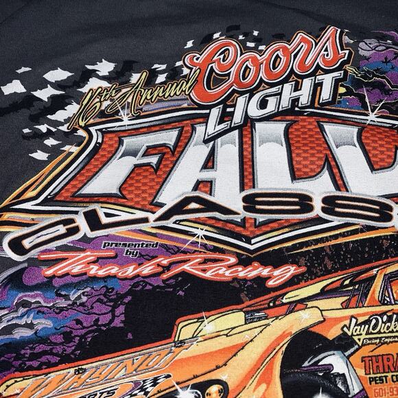 XL Coors Light Dirt Track Racing T-shirt Thrash Racing Gray Mens Recent Winners - Picture 12 of 15
